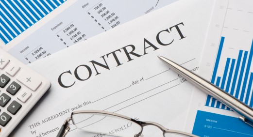 Contract form on a desk